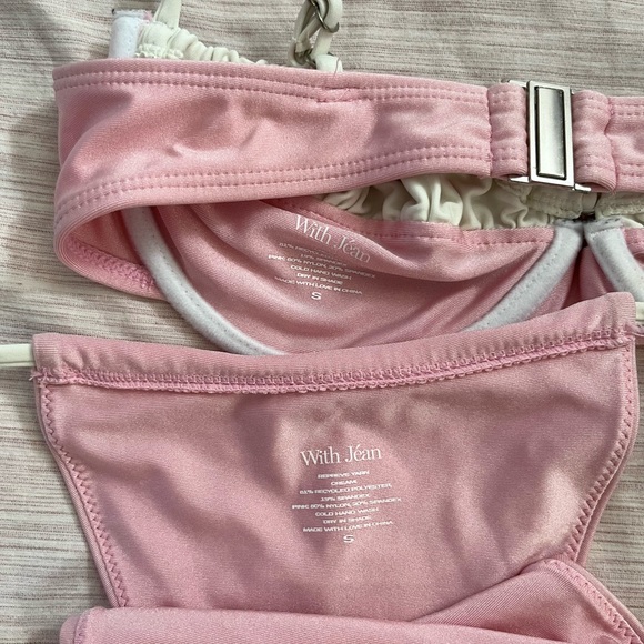 With Jean Pink and Cream Bikini Set - Picture 2 of 3